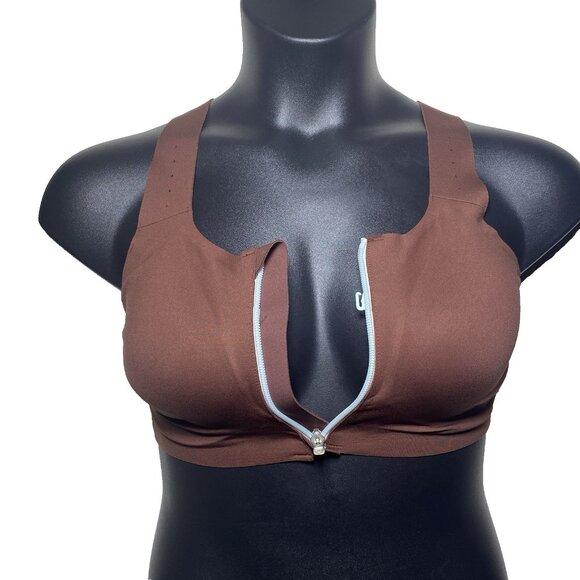 Brooks 32DD/E Dare Zip Front Run 2.0 Run Raisin Ice Blue Copper Molded Sports Br - Picture 10 of 10